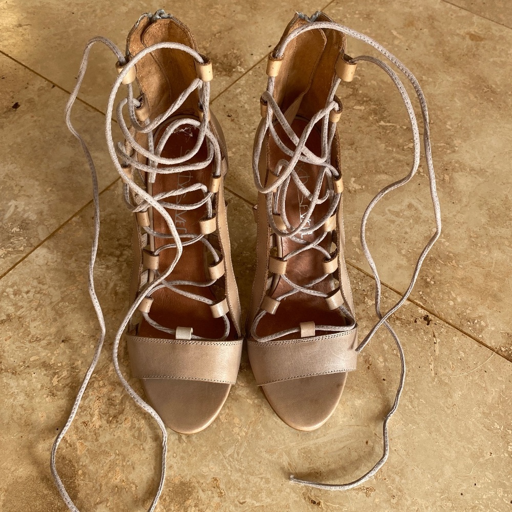 Free people boho tie up heel sandals